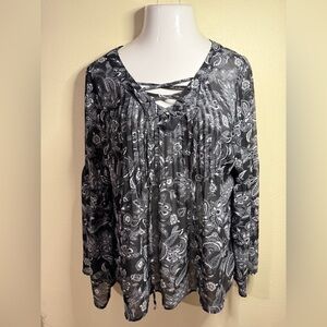 Torrid Black and White Paisley Blouse